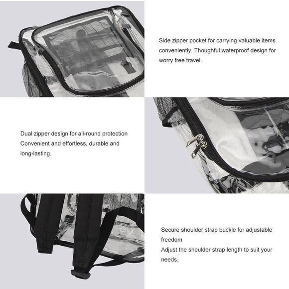 Clear Backpack  Zippered Bag - Picture 14 of 14